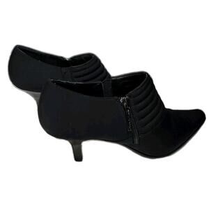 DONALD PLINER Black Stretch Crepe/Leather Shoe Boots Booties SPAIN 9 M